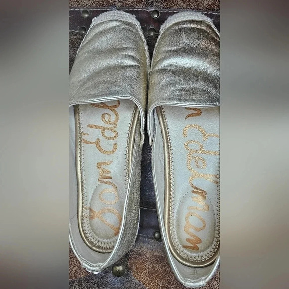 Sam Edelman Kesia Gold Leather Rounded Toe Slip On Espadrilles Classic Size 7 - Picture 12 of 16
